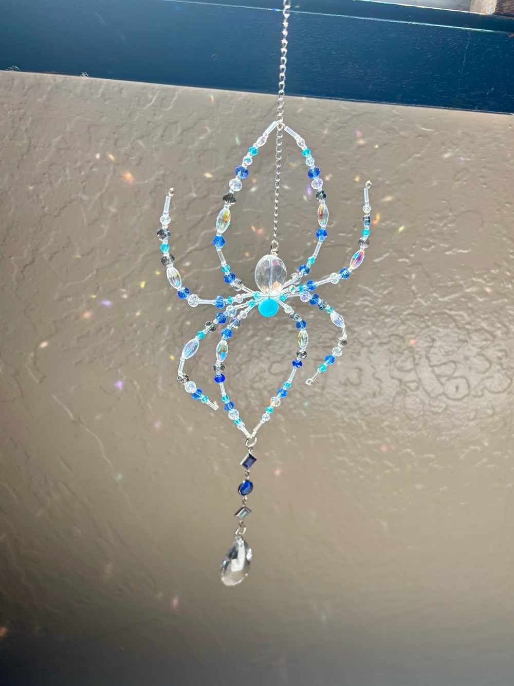 Crystal beaded spider suncatcher.